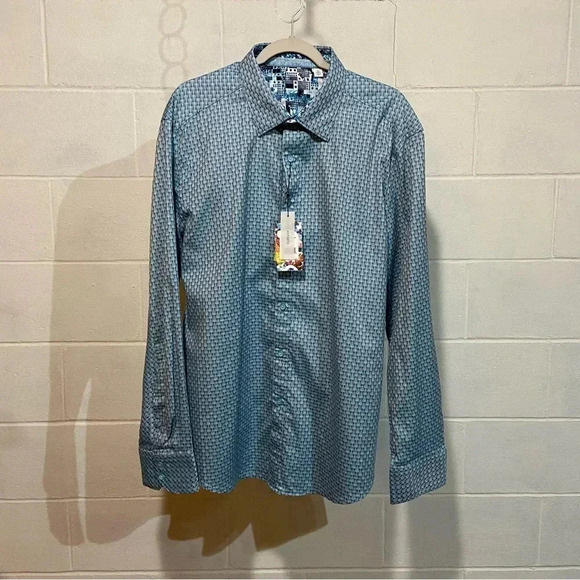 Robert Graham Men's Button up Dress Shirt 2XL Teal Classic Business Cocktail NWT - Picture 3 of 12